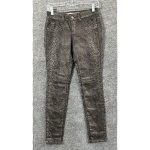 Grane Womens Skinny Jeans Junior Size 1 Snakeskin Cotton‎ Blend Low Rise